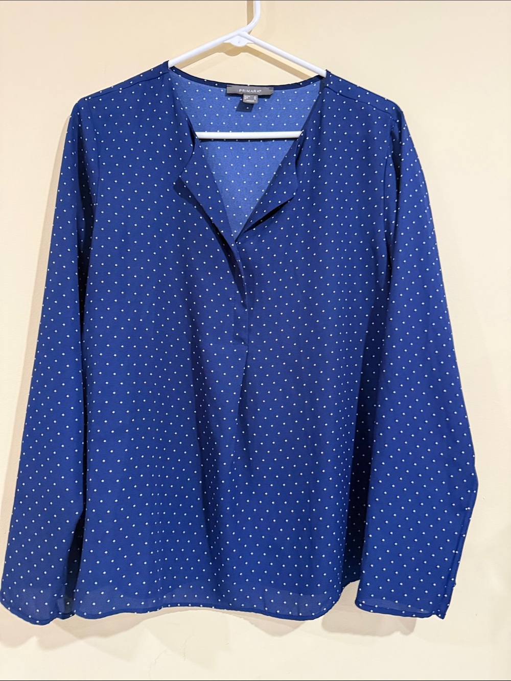 Primark Royal Blue Polka Dot V-Neck Blouse